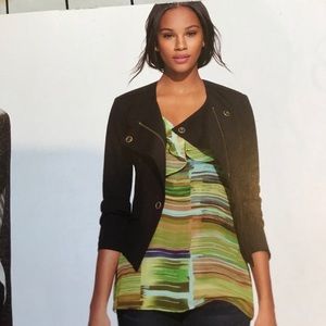CAbi #615 Black Knit Moto Jacket Asymmetrical Sm